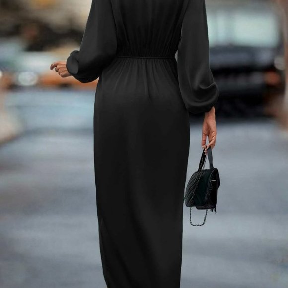 Black Preppy Womens Satin Dress - Picture 3 of 4